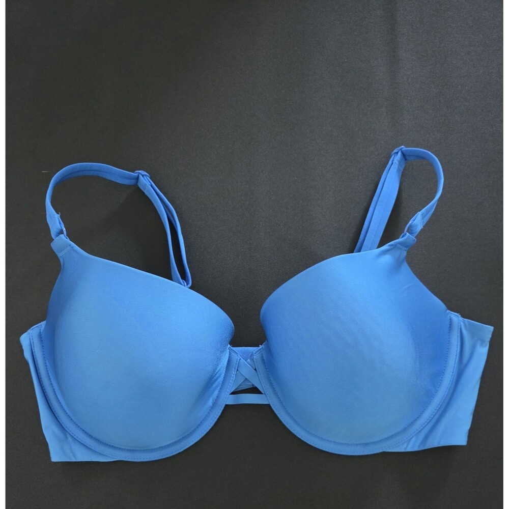 Victoria's Secret Demi Buste Bra Size 36D Blue Light Padded Underwire Smoothing